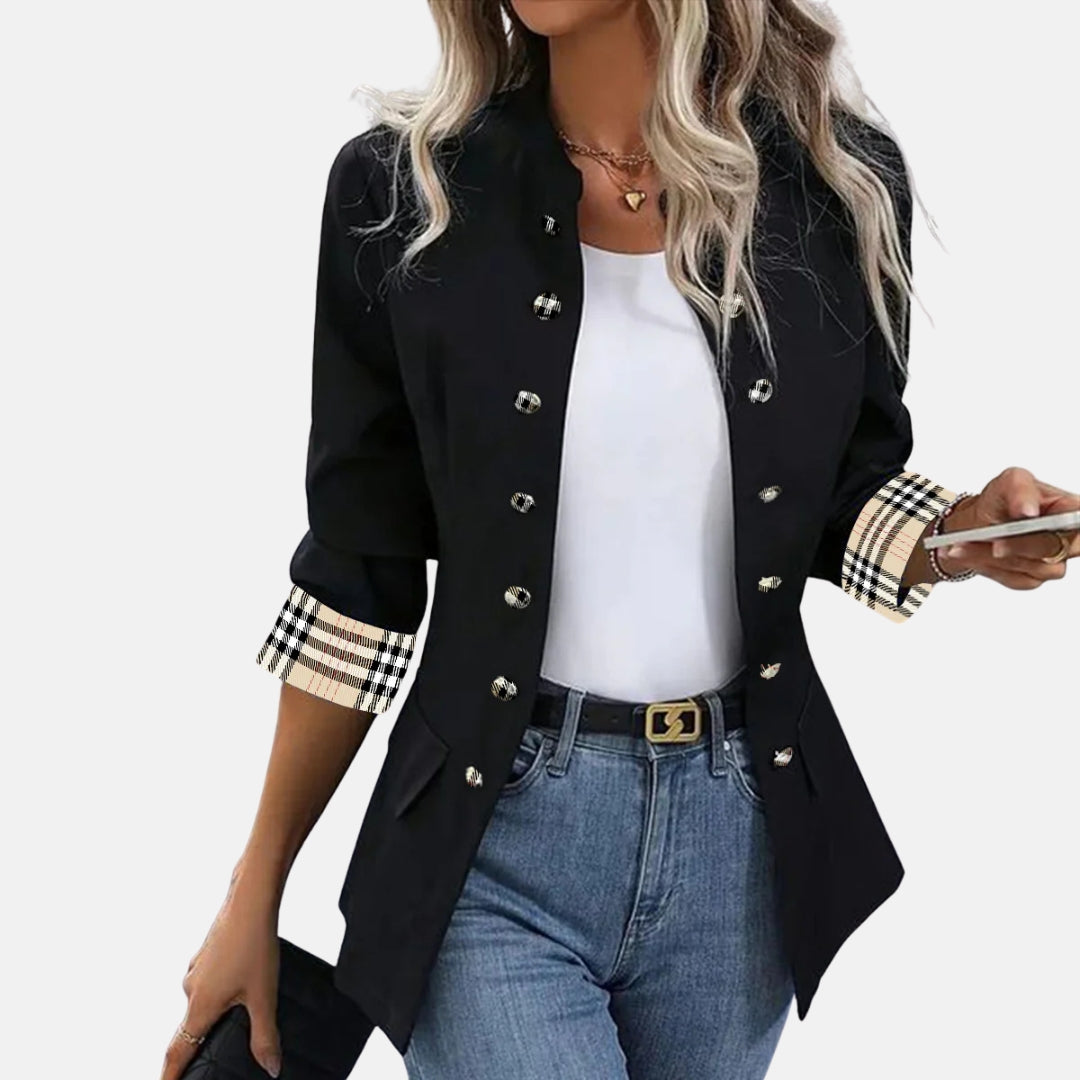 Théona | Veste à carreaux aux poignets