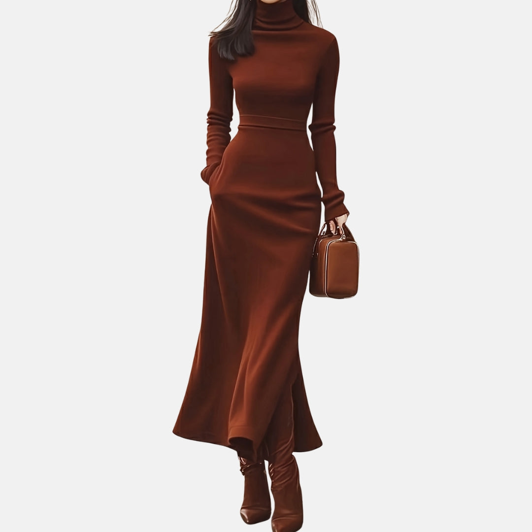 Clémence | Robe pull longue à col roulé