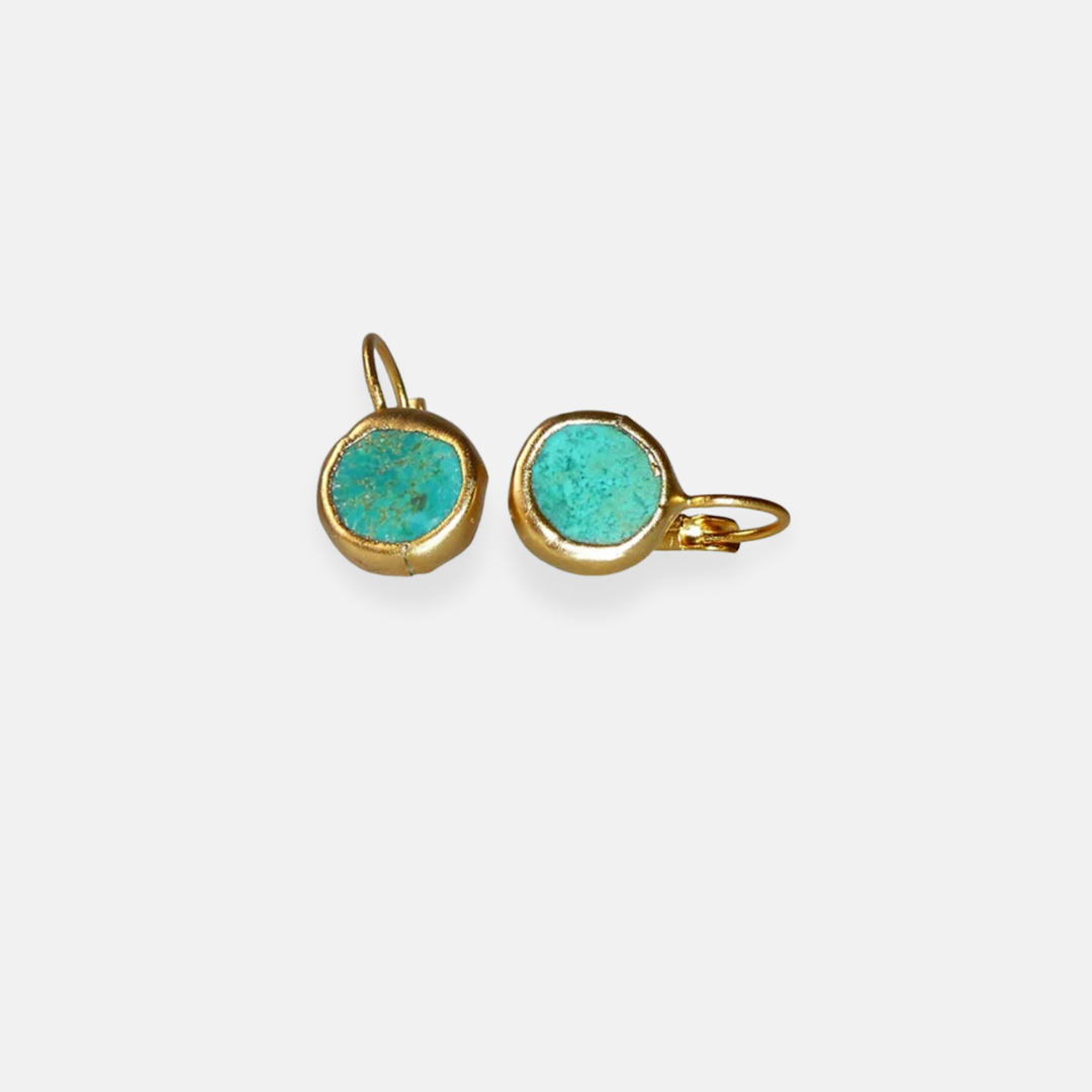Boucles d’oreilles or avec pierre turquoise