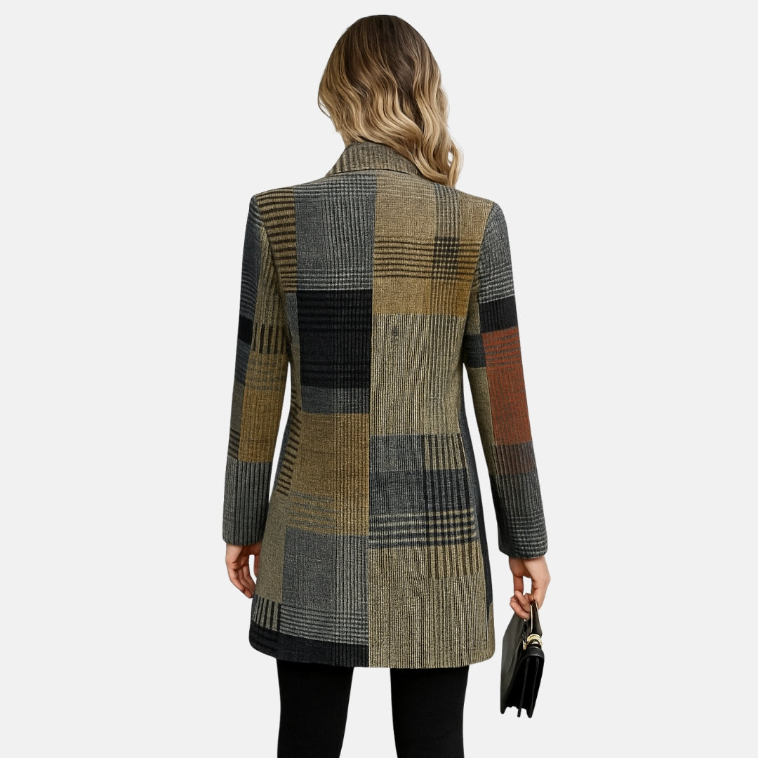 Tharisse | Blazer long à carreaux modernes