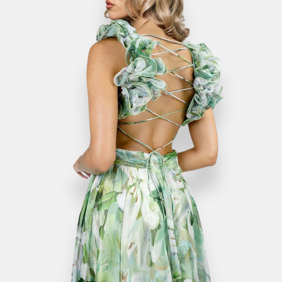 Talvarne | Robe Longue Fleurie Découpée