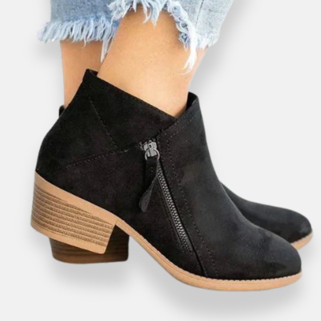 Ismérie | Bottines à Zip et Talon Bas