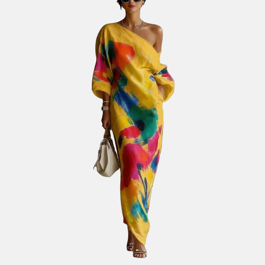 Albane | Robe longue imprimé pinceau