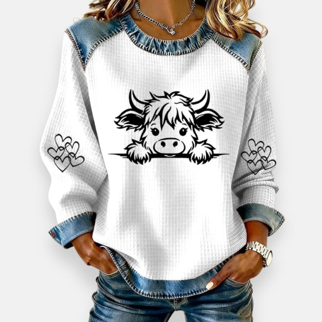 Louisa | Sweat avec imprimé vache