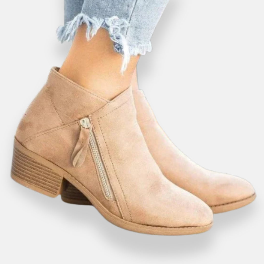 Ismérie | Bottines à Zip et Talon Bas