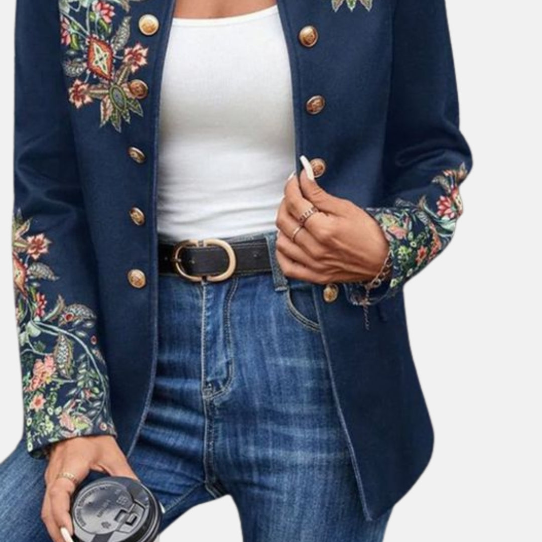 Ysandra | Veste brodée à boutons dorés