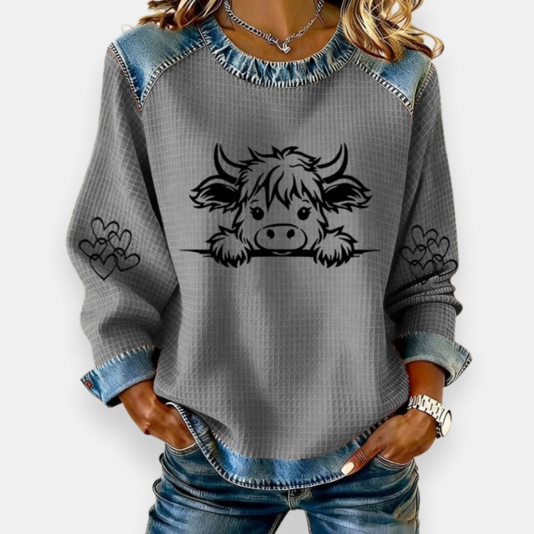 Louisa | Sweat avec imprimé vache
