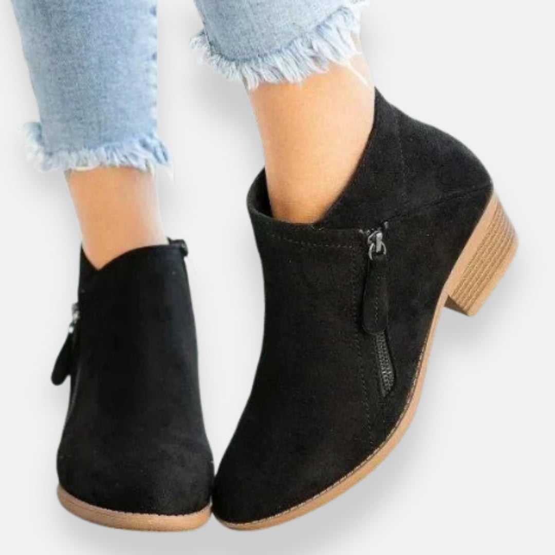 Ismérie | Bottines à Zip et Talon Bas