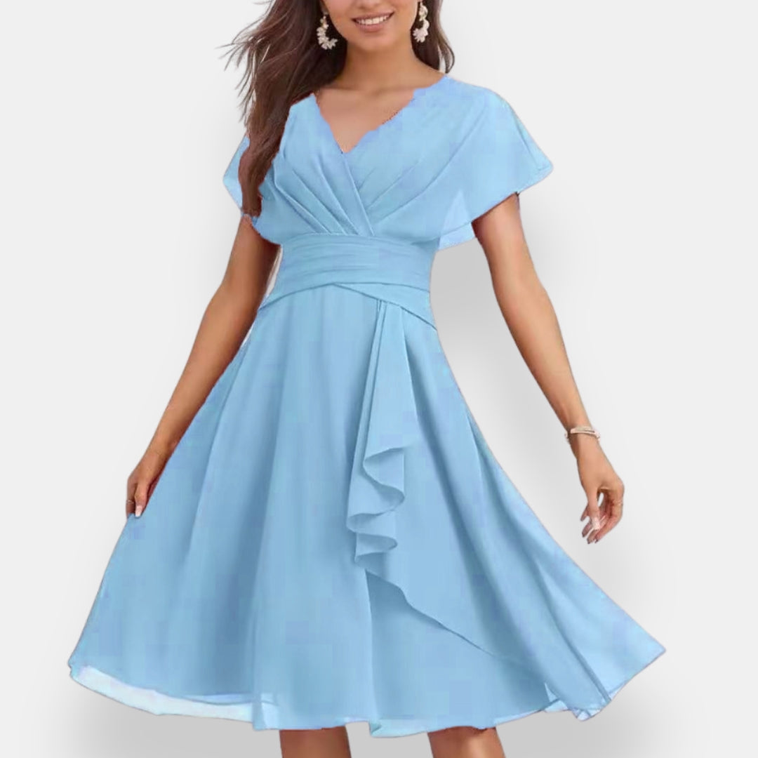 Hespérie | Robe midi cintrée à volants