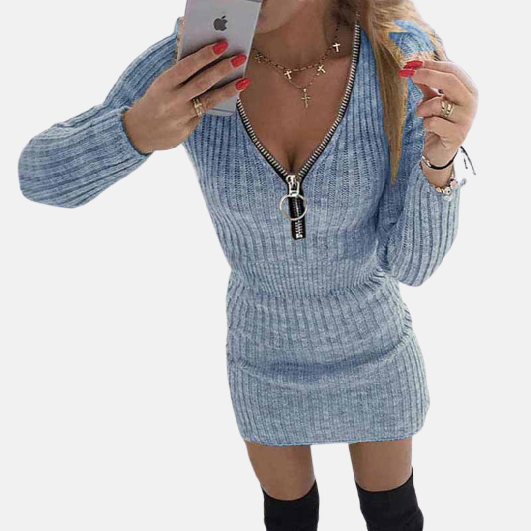 Calirys | Robe pull zippée à manches longues