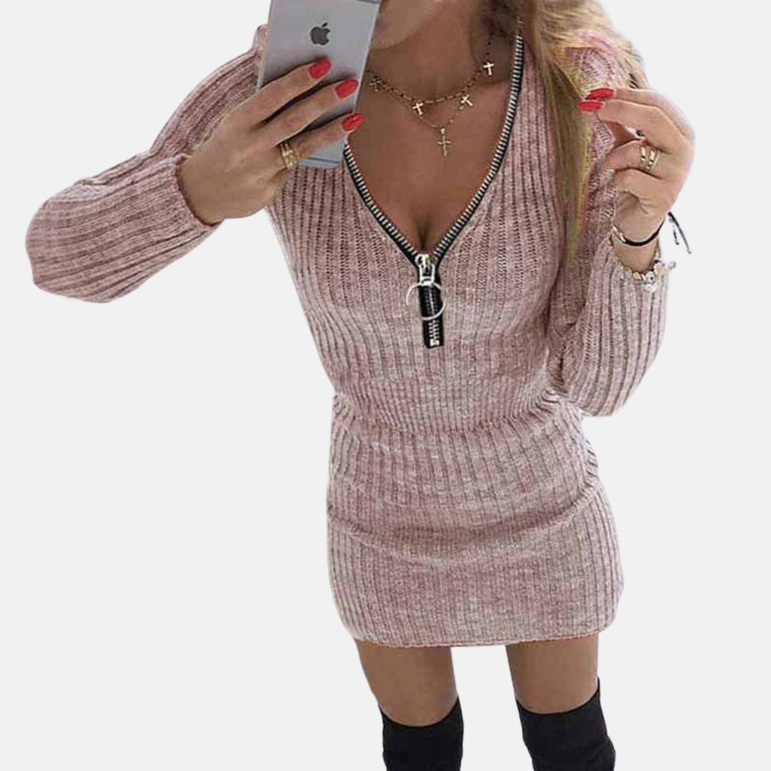 Calirys | Robe pull zippée à manches longues