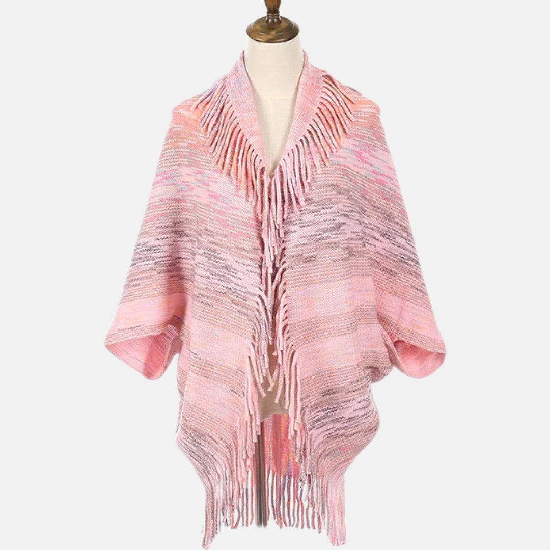Ysmera | Poncho à franges en maille douce