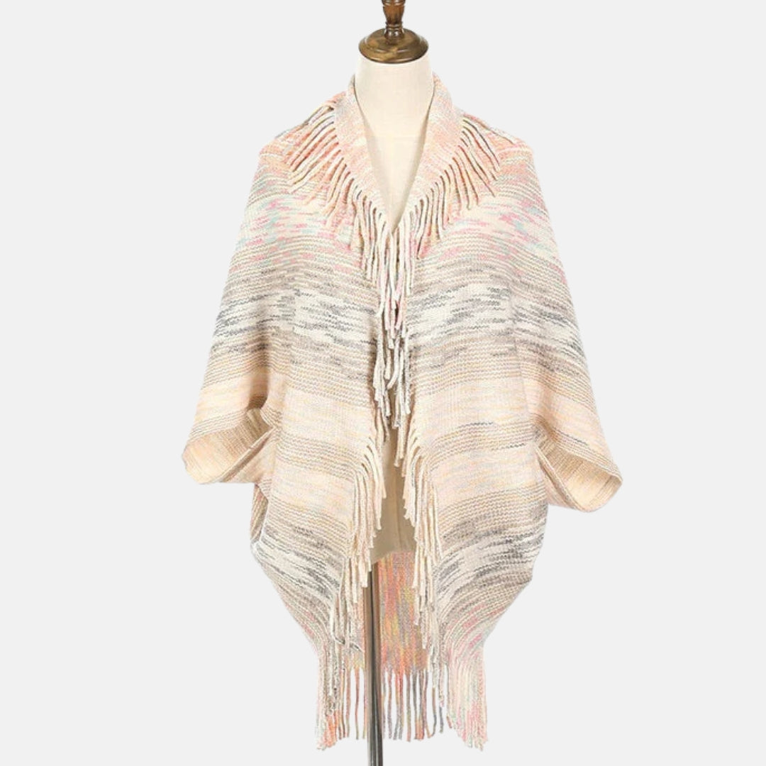 Ysmera | Poncho à franges en maille douce
