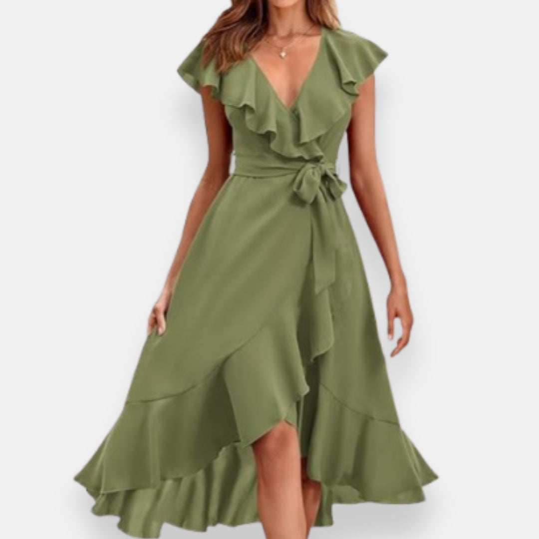 Brénaine | Robe portefeuille à volants