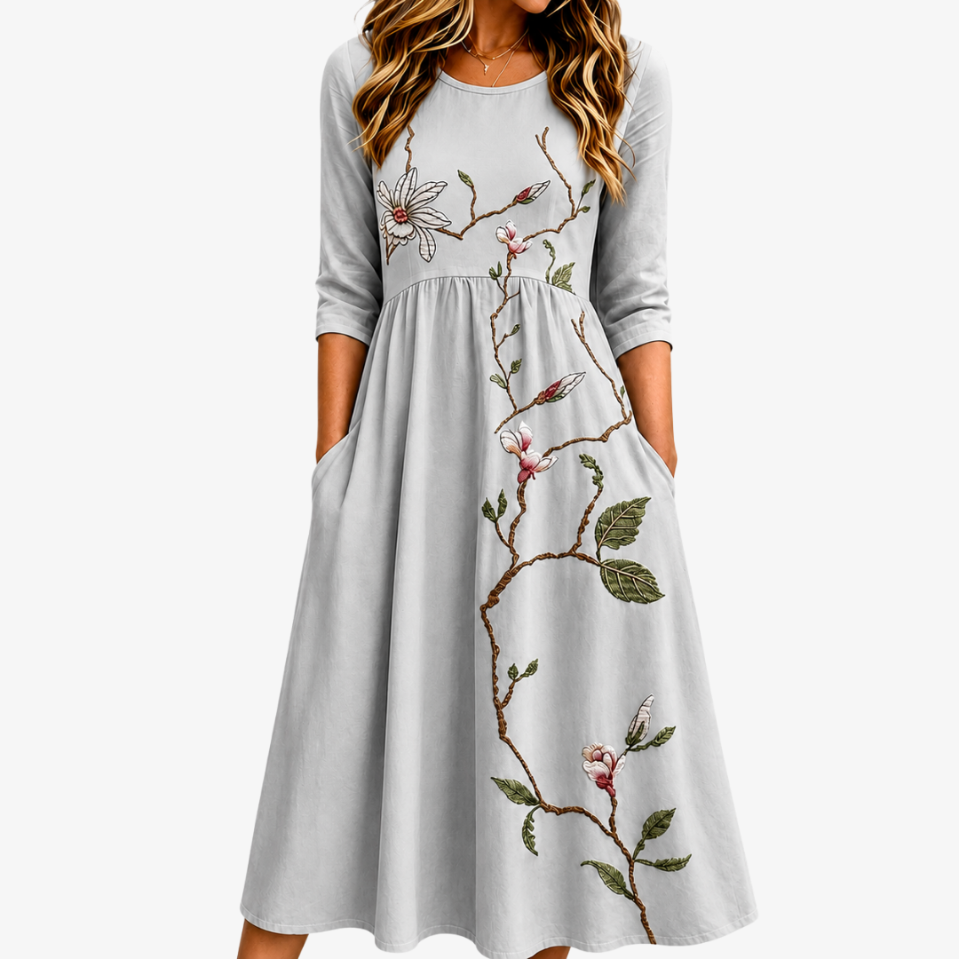 Béryline | Robe Brodée Poches
