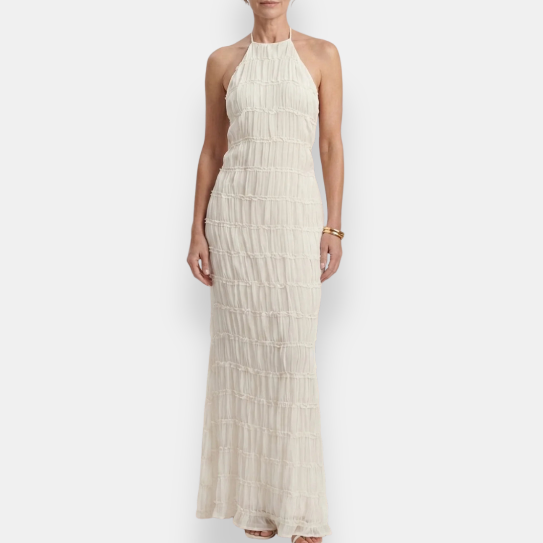 Falquise | Robe longue dos ouvert texturée
