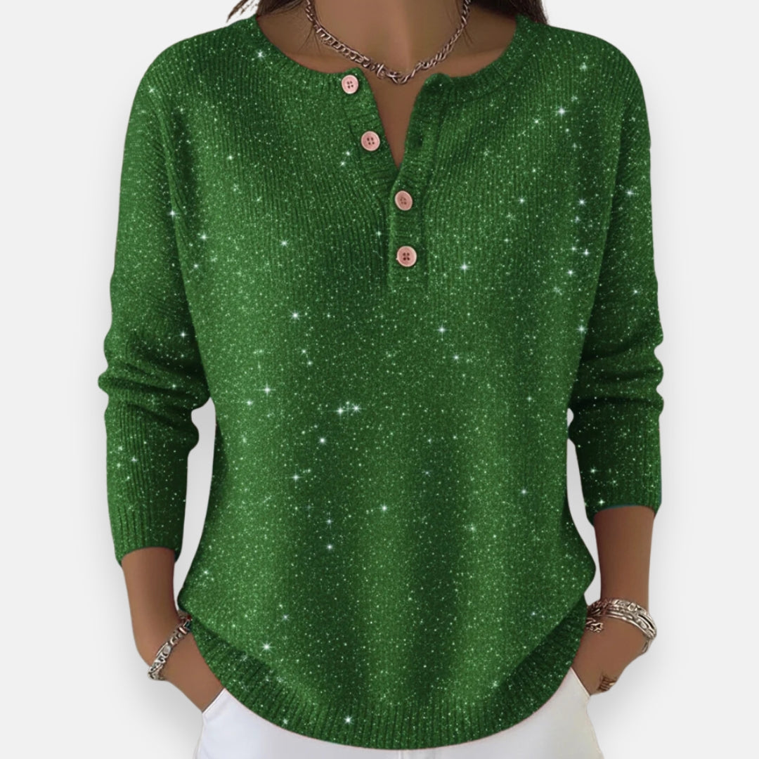 Lorélia | Sweatshirt à boutons scintillant