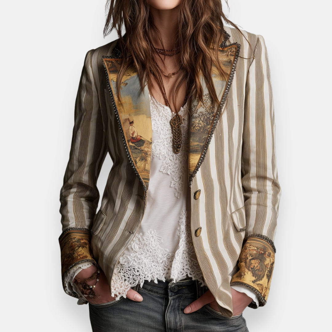 Argia | Veste Rayée avec Revers Brodés