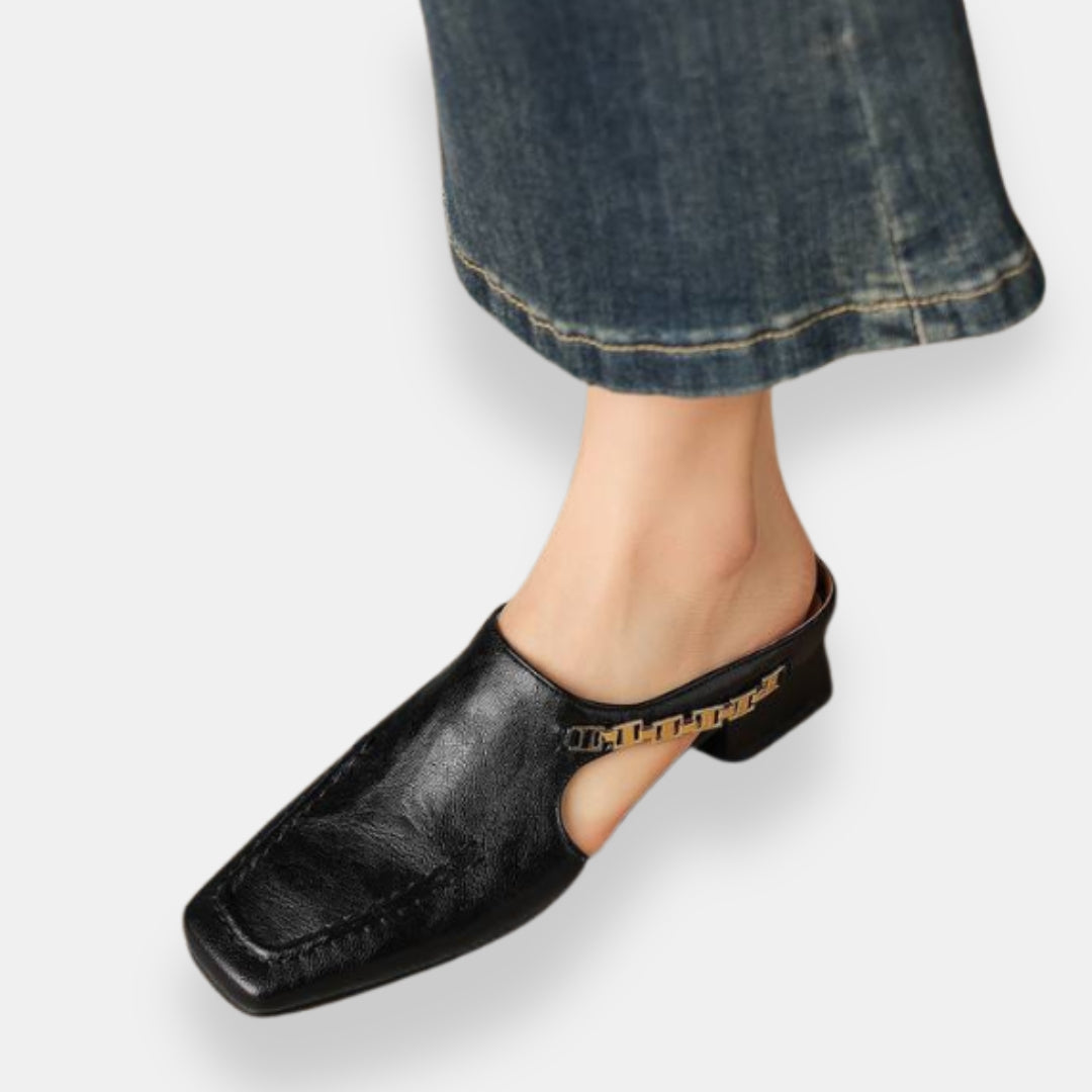 Brédéric | Mules talon chaîne détail