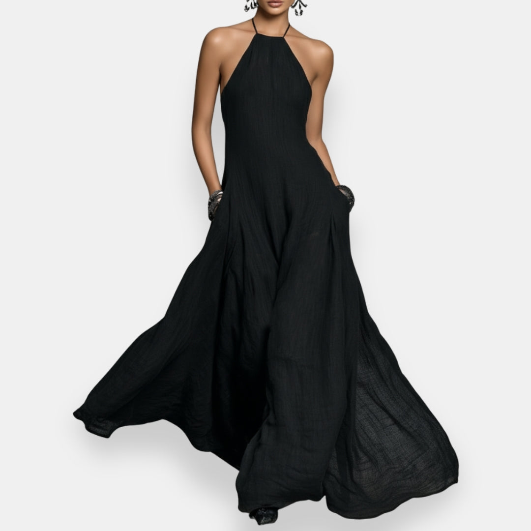 Grélinde | Robe maxi halter poches