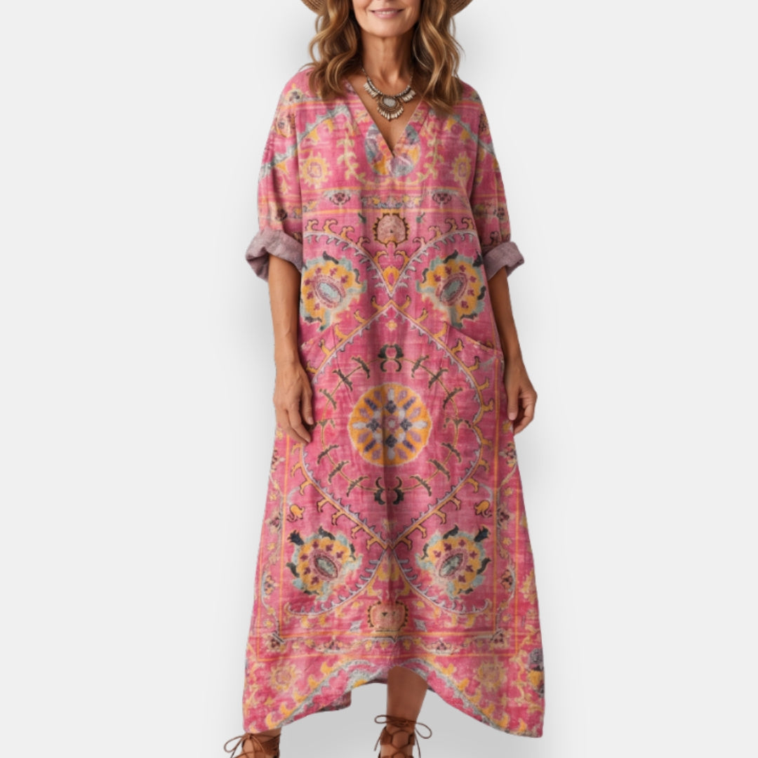 Rozenne | Robe Kaftan Imprimée Ikat