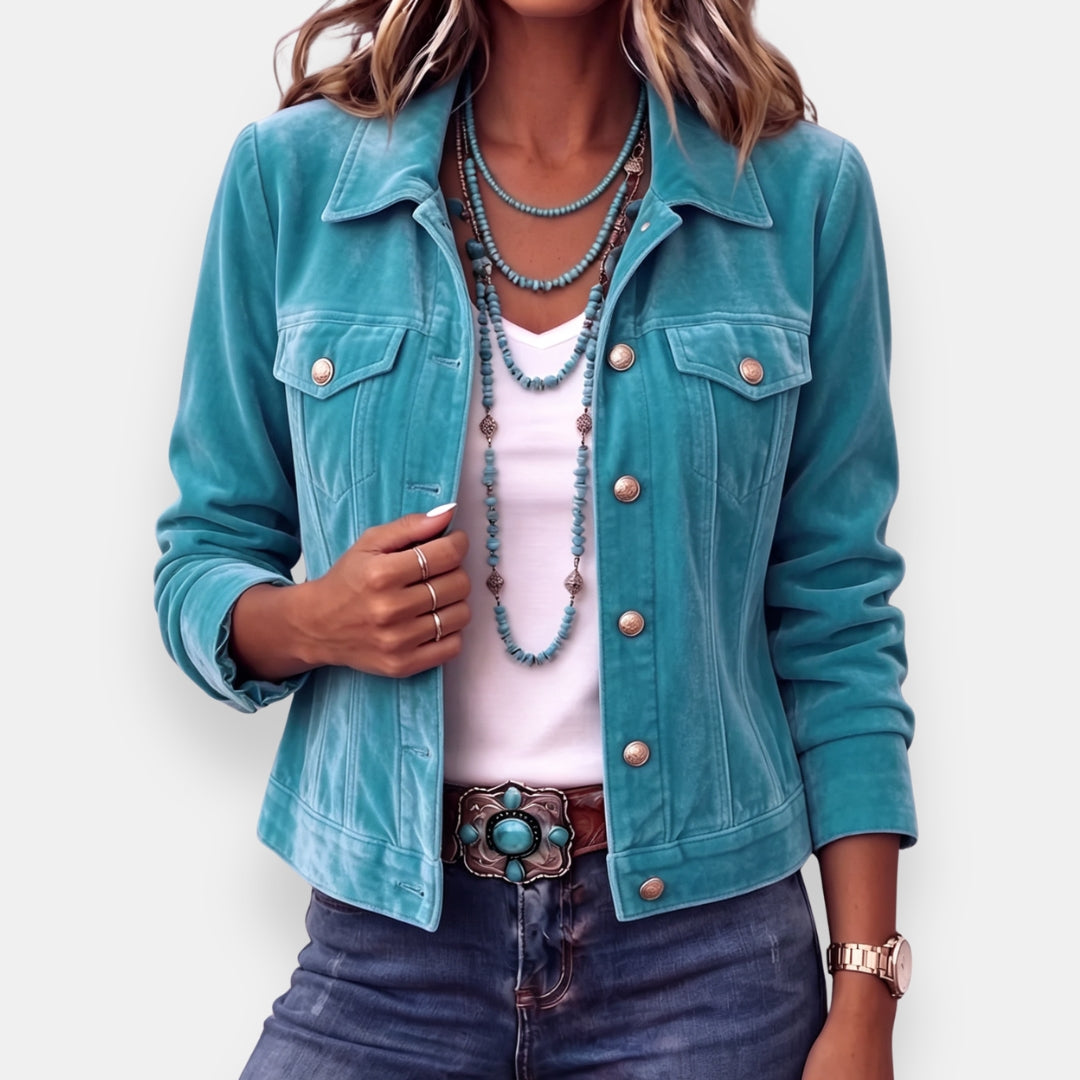 Elaïa | Veste Jean Turquoise