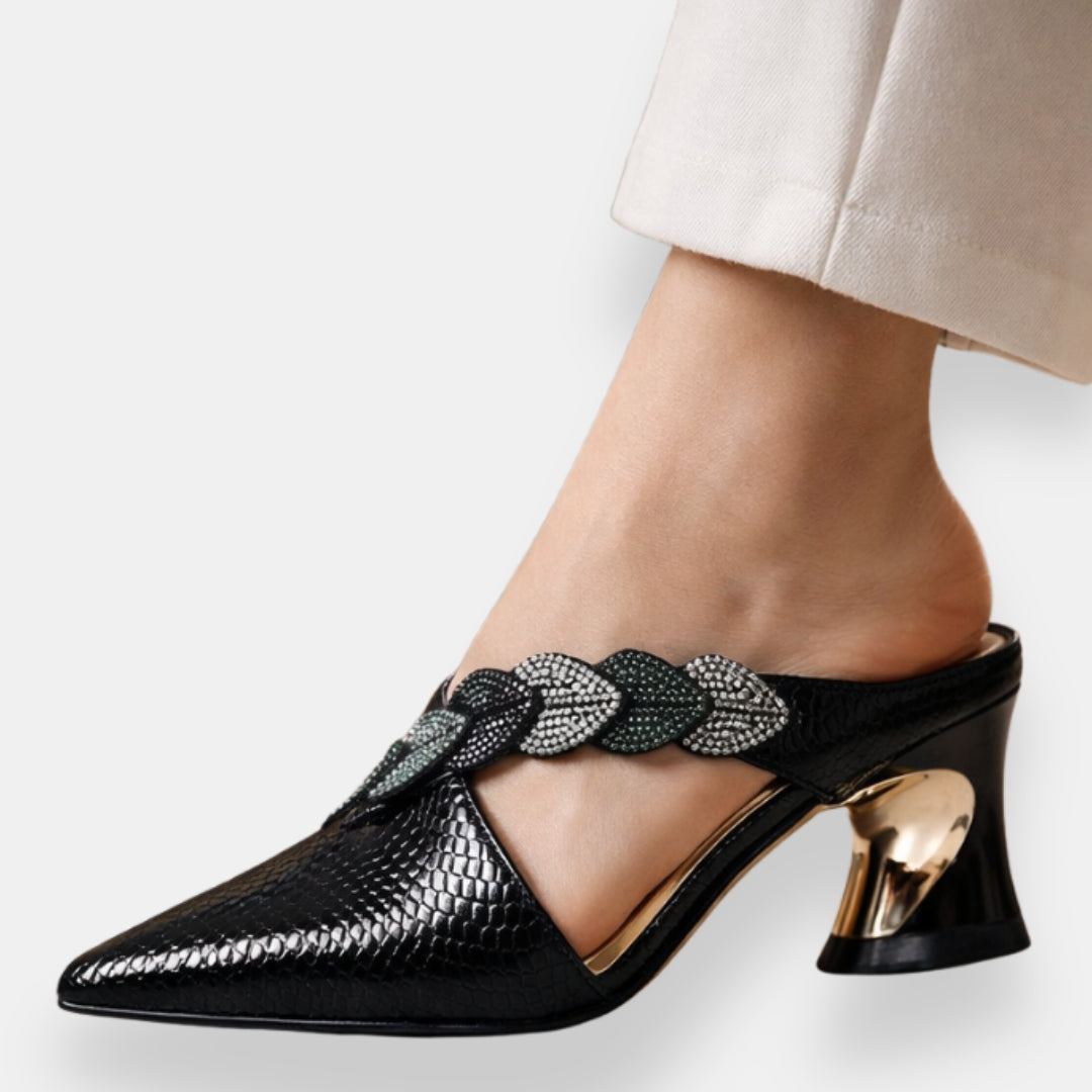 Ulyssine | Mules serpent dorées