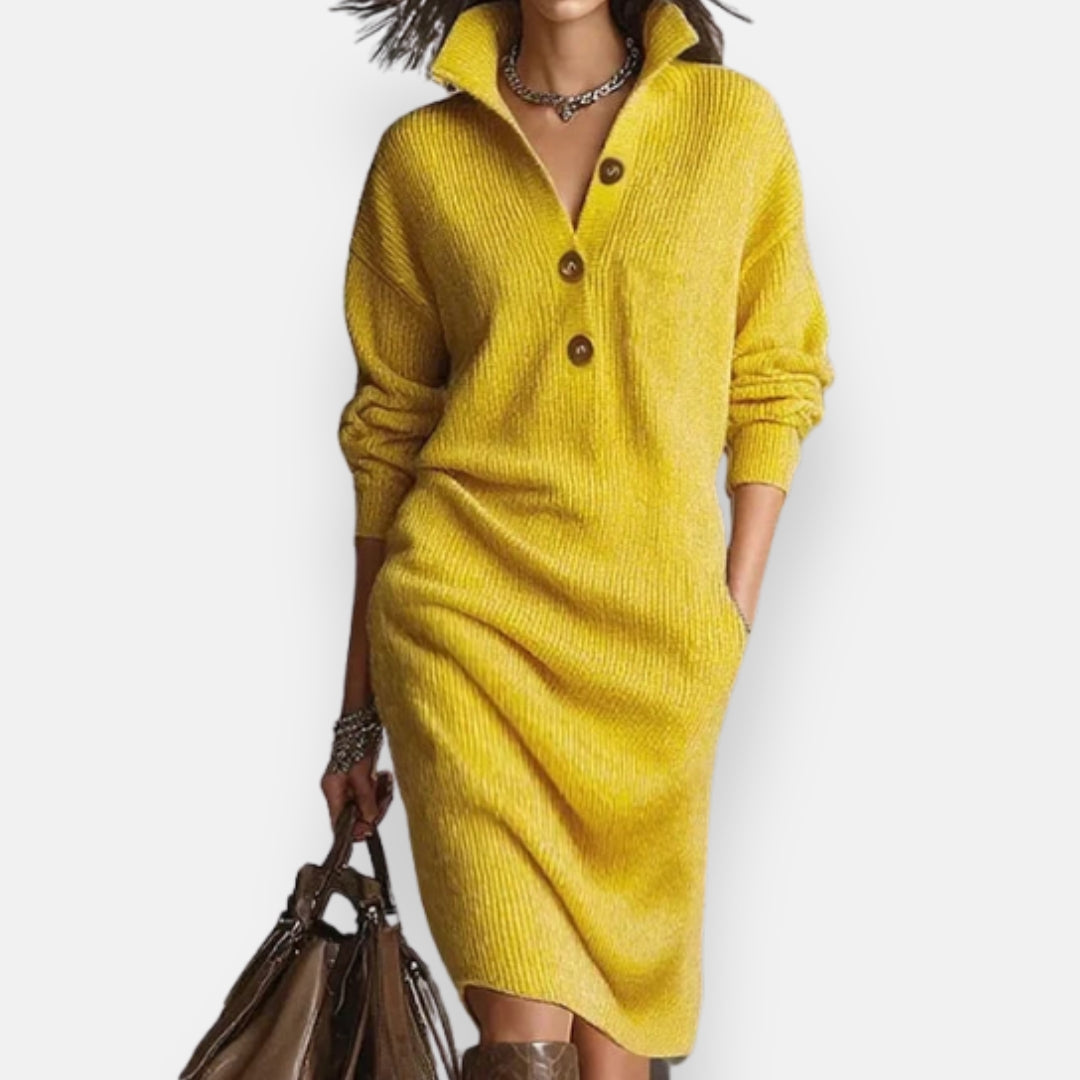 Arnella | Robe pull côtelée à col roulé