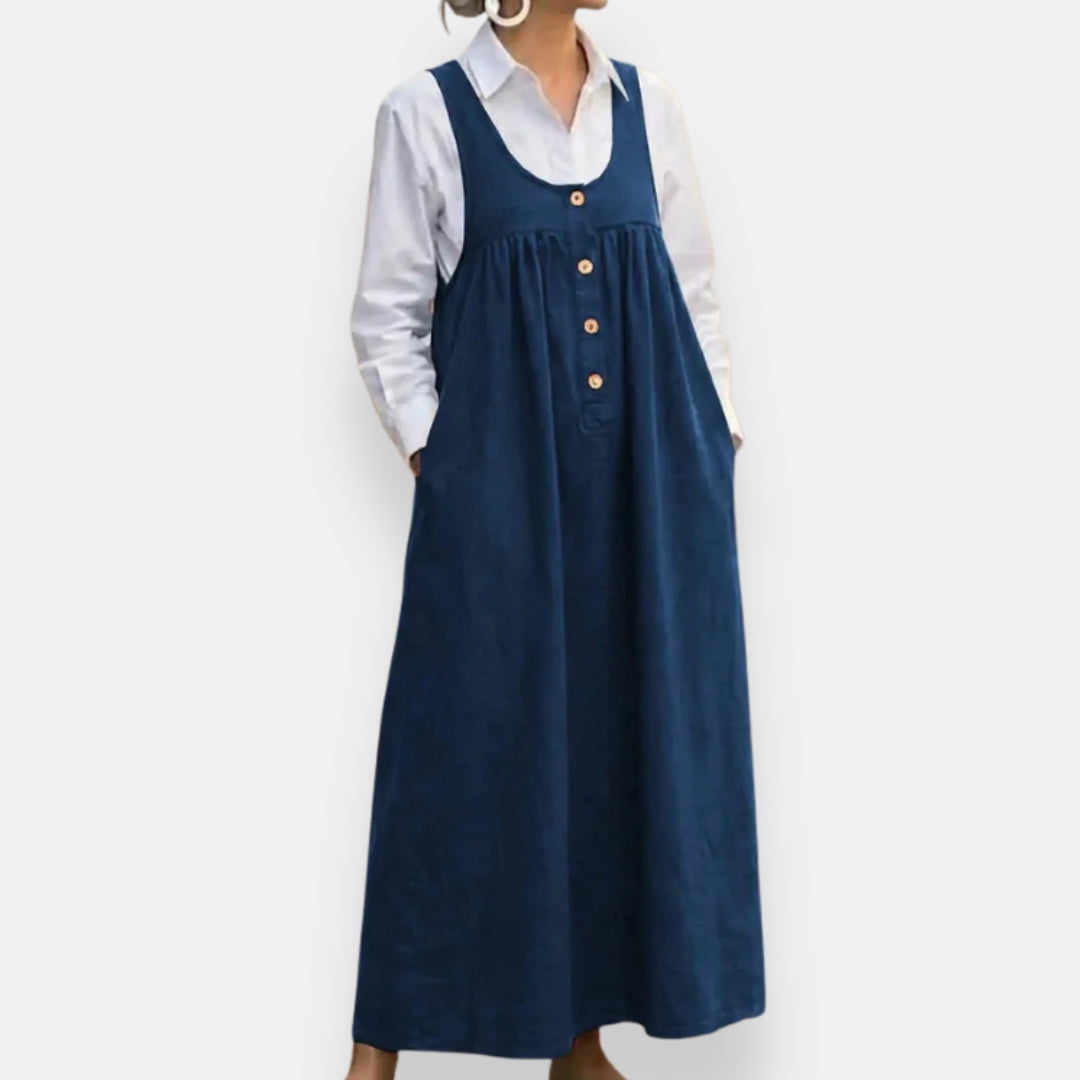 Mathilde | Robe chasuble boutonnée