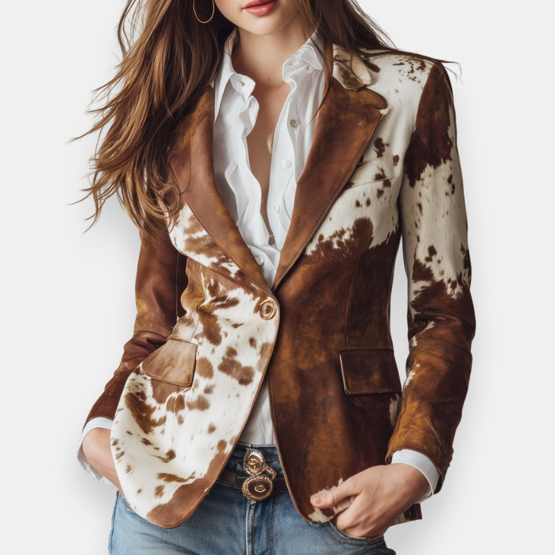 Cléone | Veste Imprimé Peau de Vache Bicolore