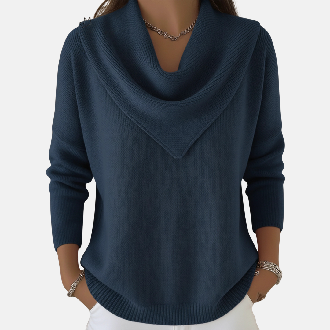 Tina | Pull à col drapé élégant