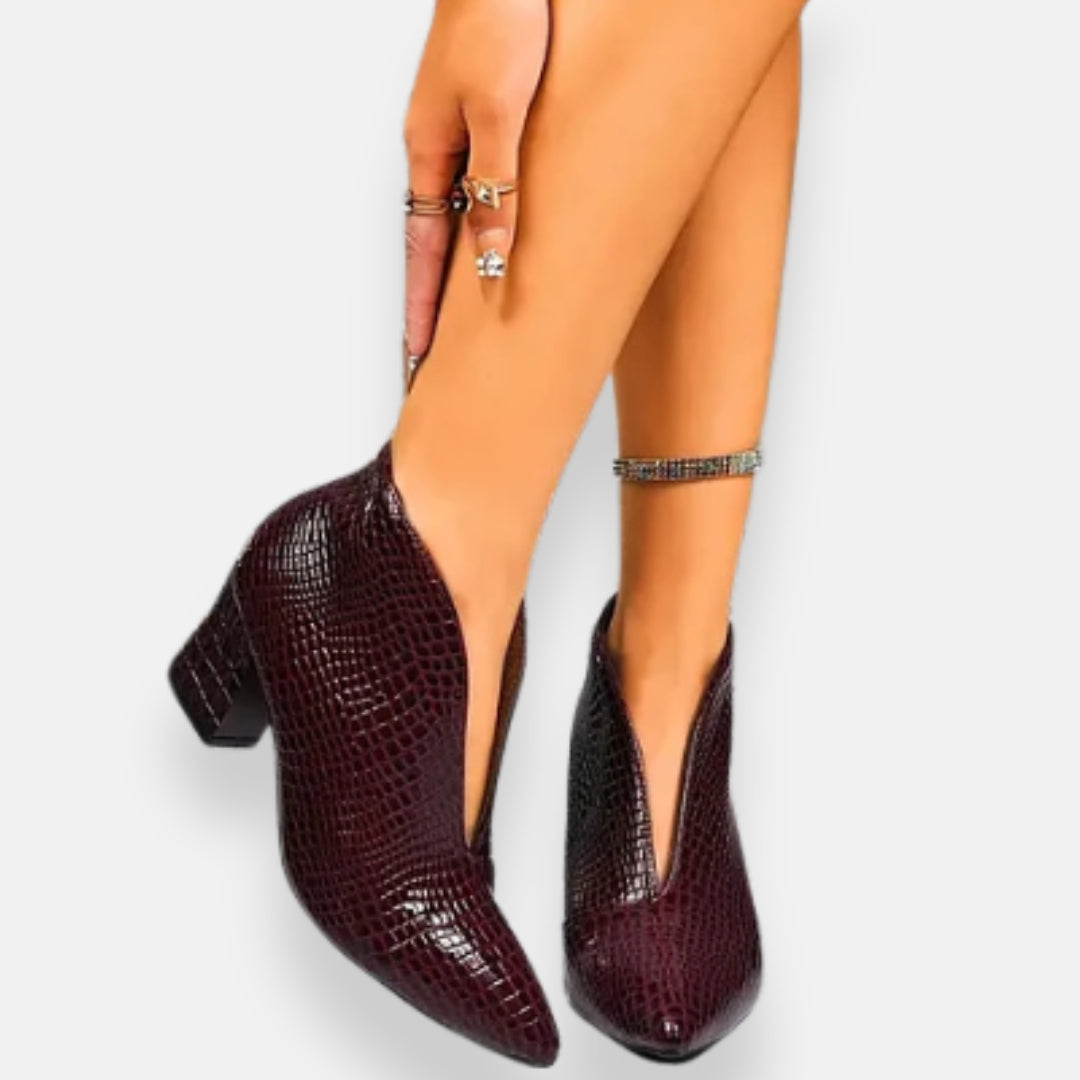 Ingrid | Bottines à talon carré en cuir