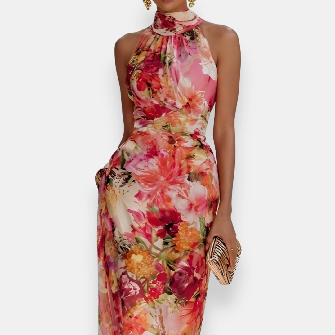 Reslianne | Robe longue fleurie dos nu