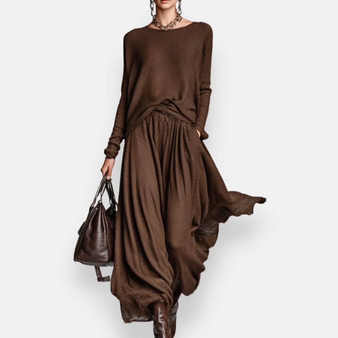 Naëlvoire | Ensemble pull jupe froncée