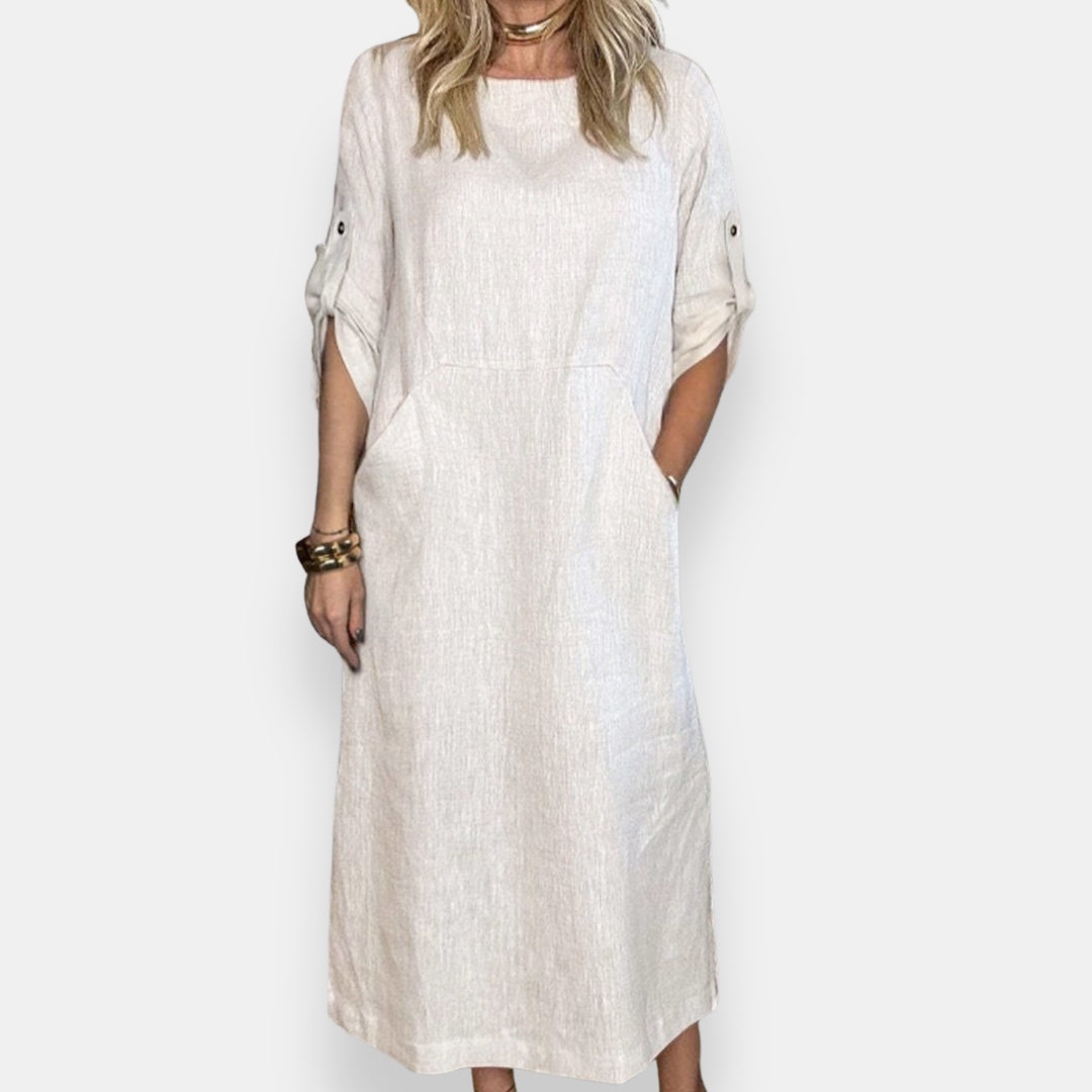 Solène | Robe midi retroussable