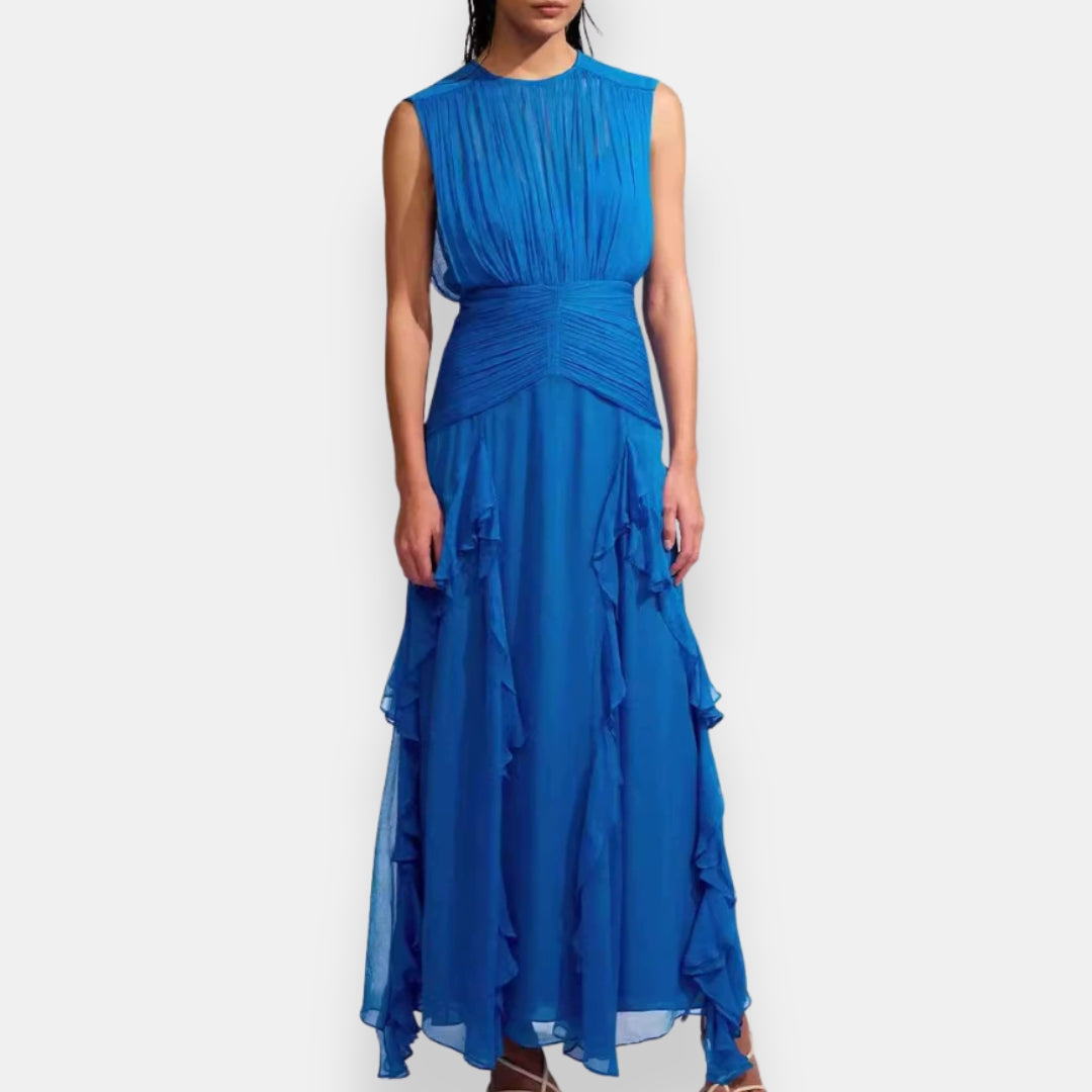 Eustacie | Robe longue plissée à volants