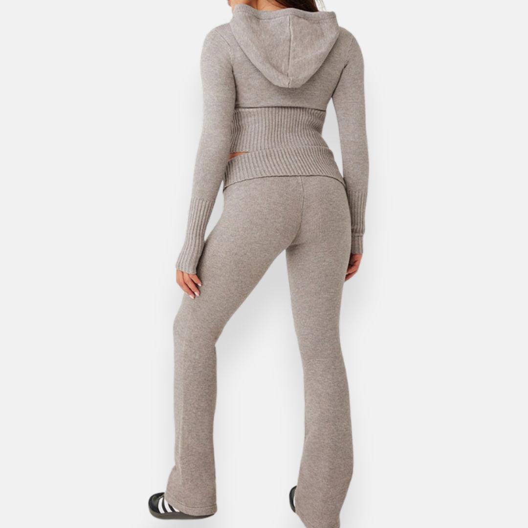 Rania | Ribbed zip-up hoodie set