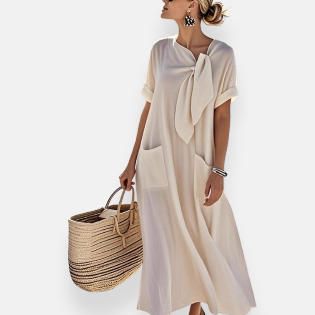 Eugénie | Robe à col noué et poches