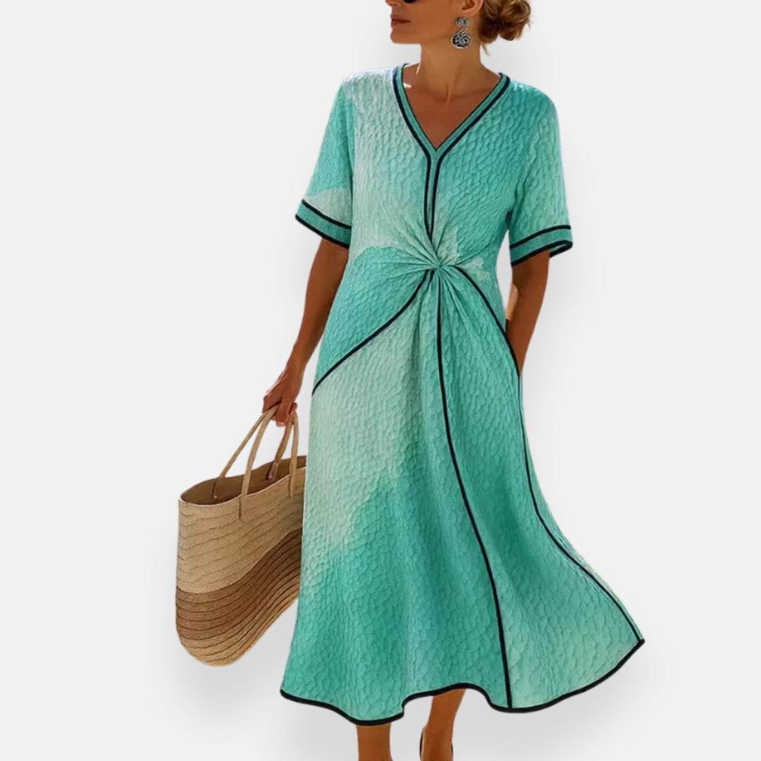 Flavia | Robe à nœud et liserés