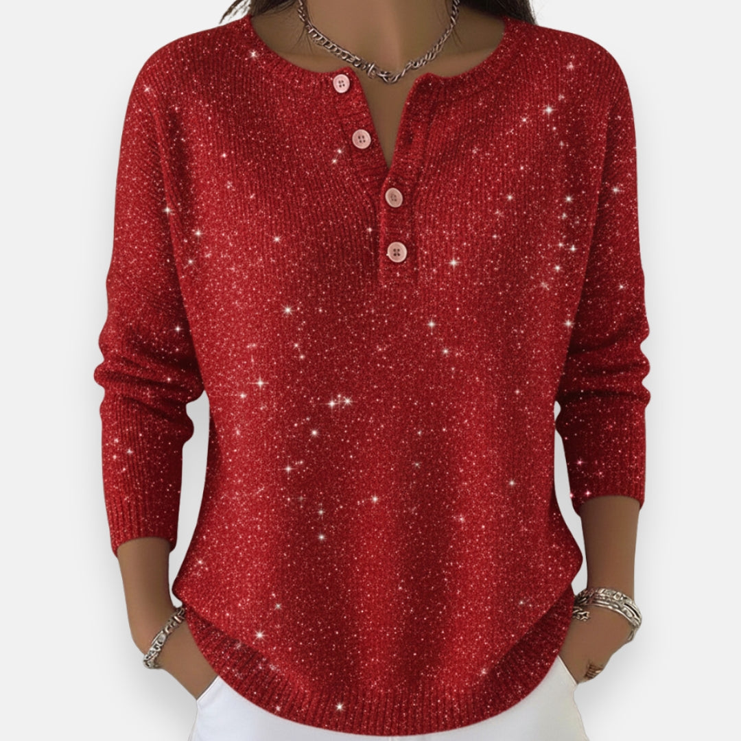 Lorélia | Sweatshirt à boutons scintillant