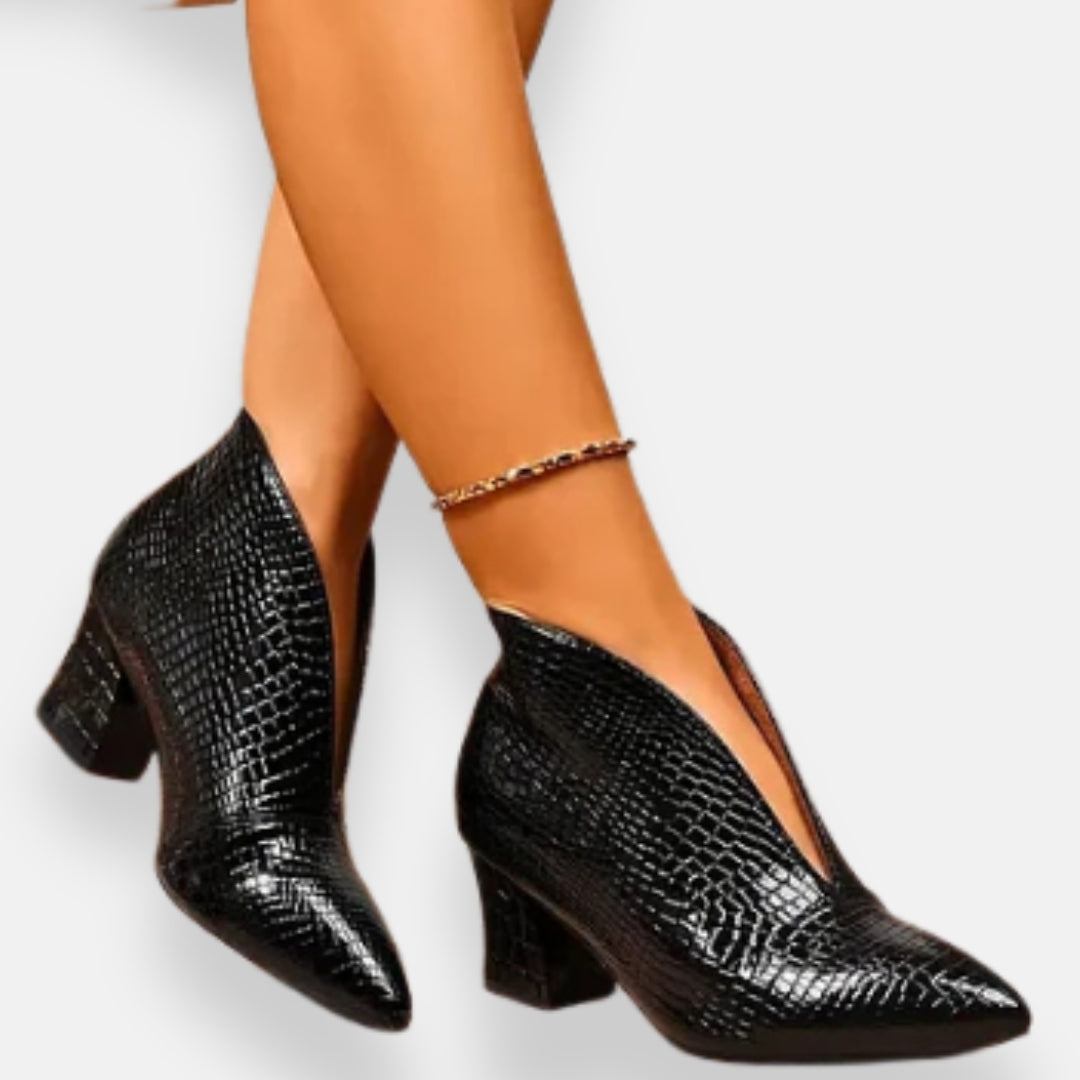 Ingrid | Bottines à talon carré en cuir