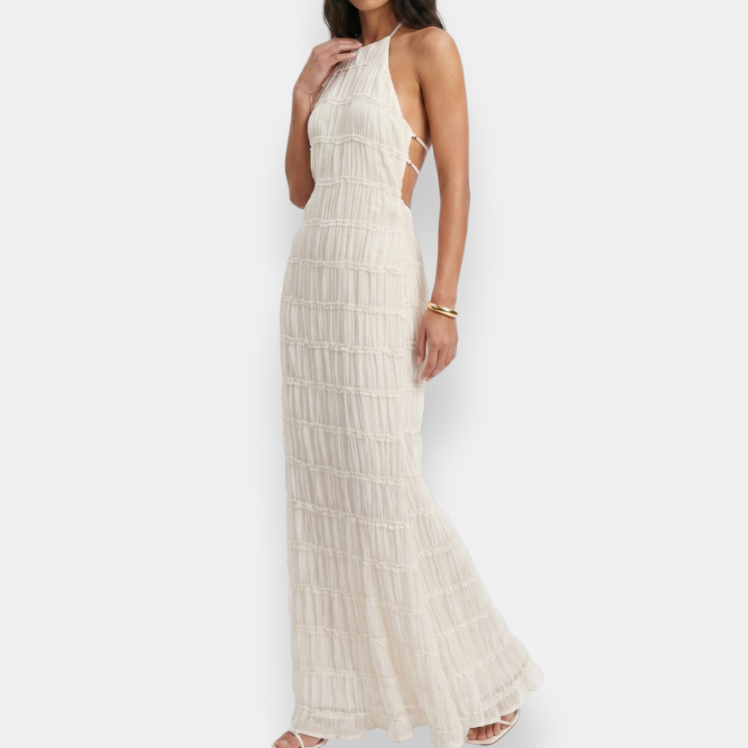 Falquise | Robe longue dos ouvert texturée