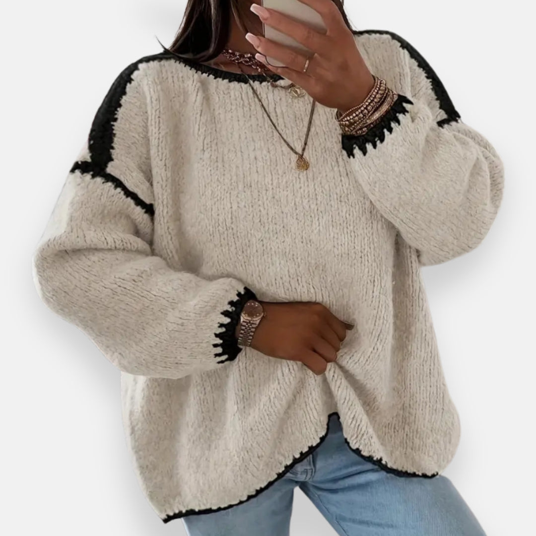 Anne | Pull en tricot bicolore