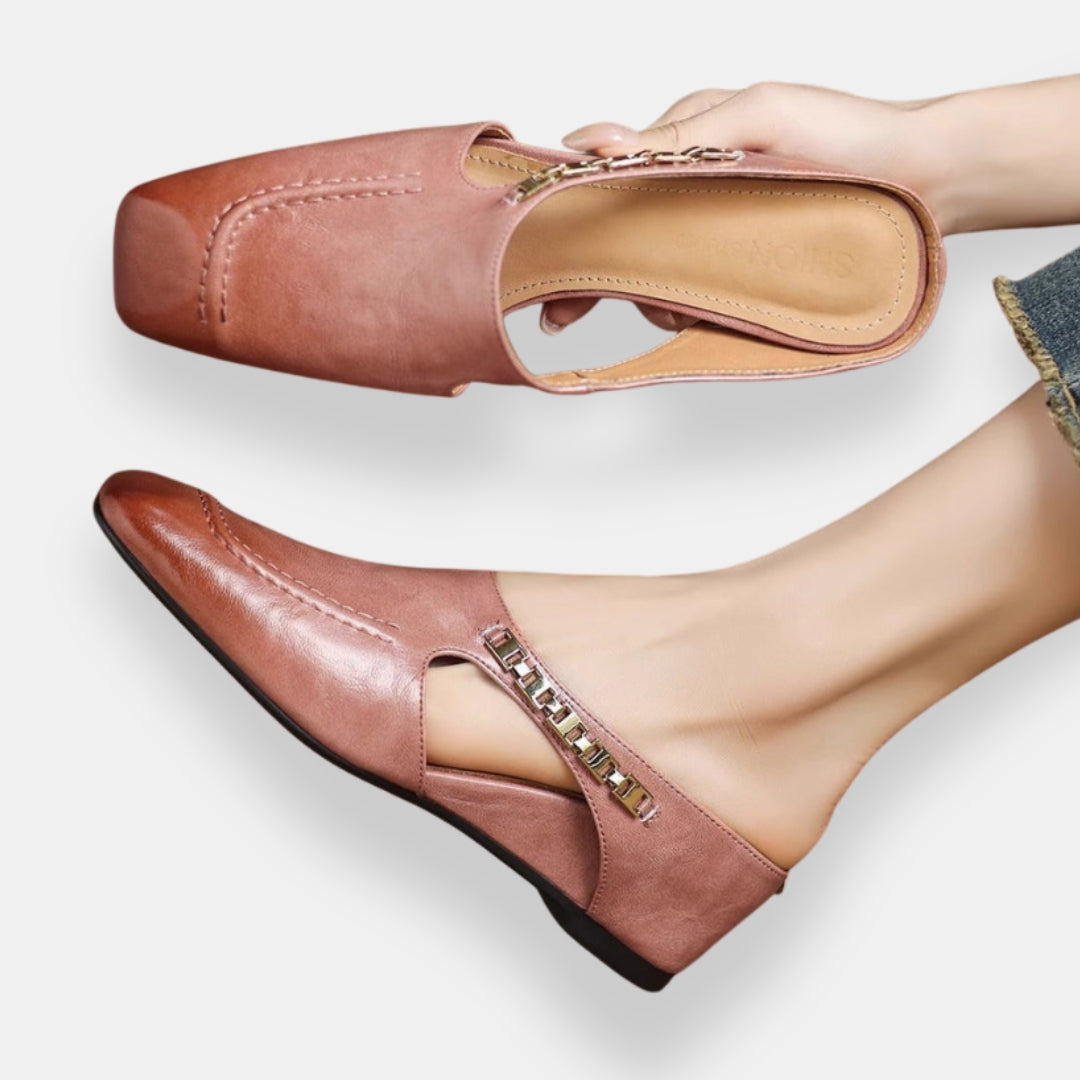 Justine | Mules compensées dorées