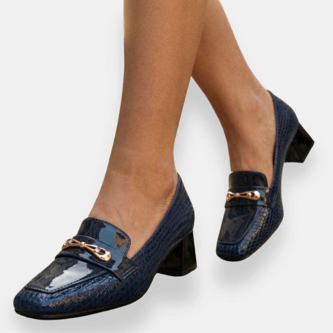 Nréloise | Mocassins croco chaîne dorée