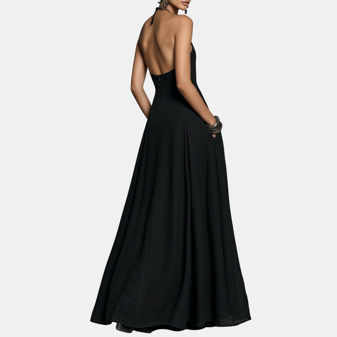 Grélinde | Robe maxi halter poches