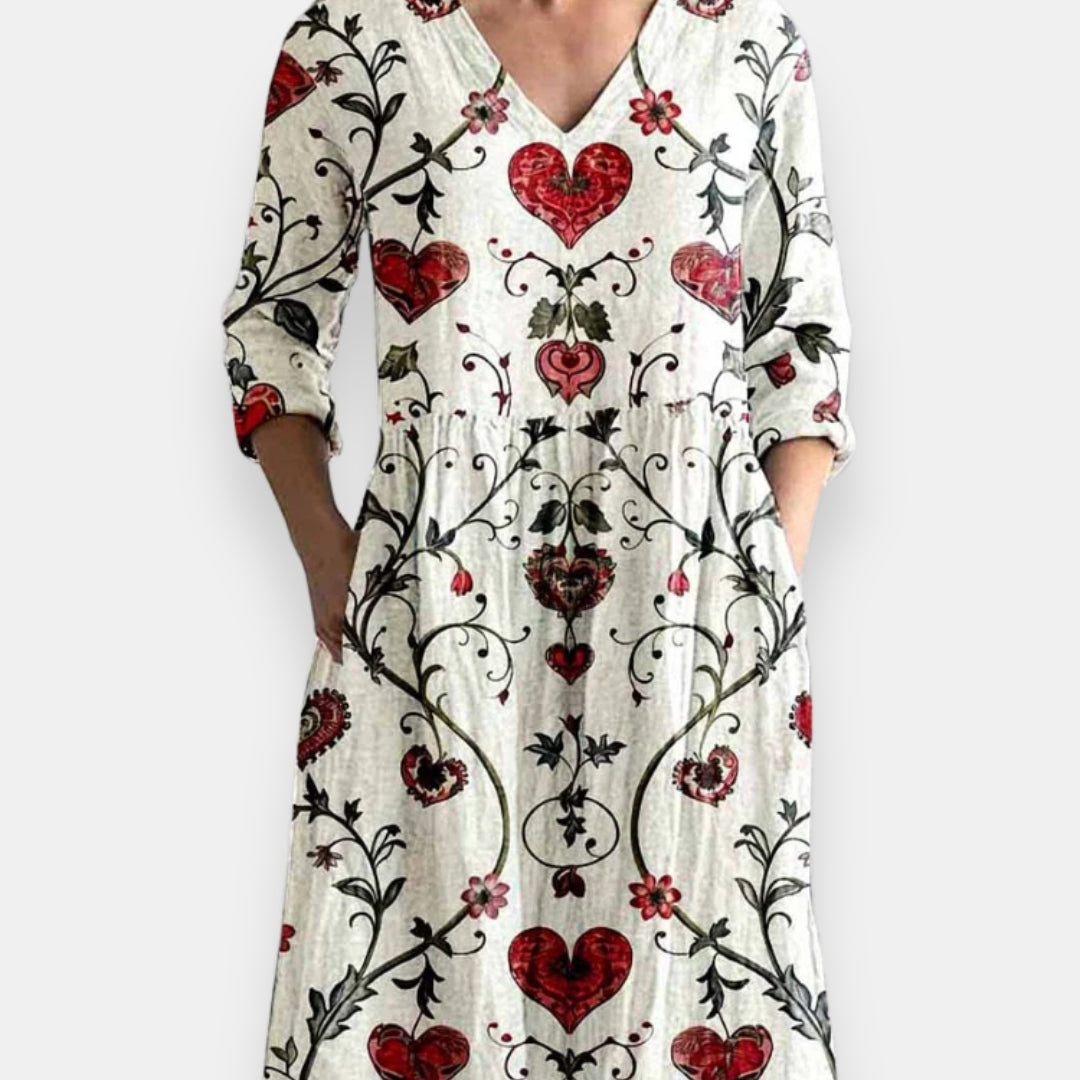 Irys | Robe maxi cœurs floraux