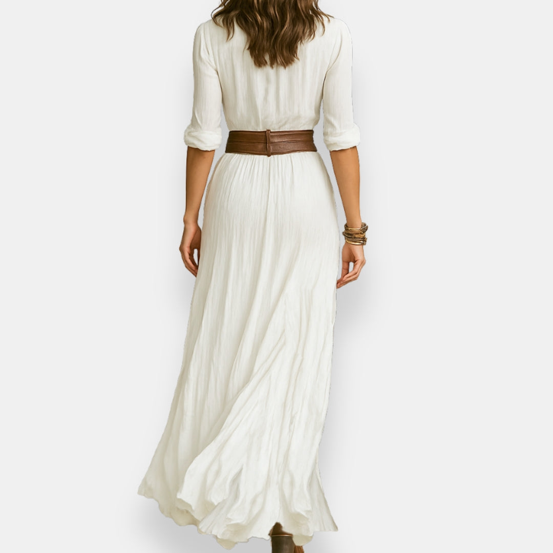 Ilvoise | Robe chemise maxi froncée