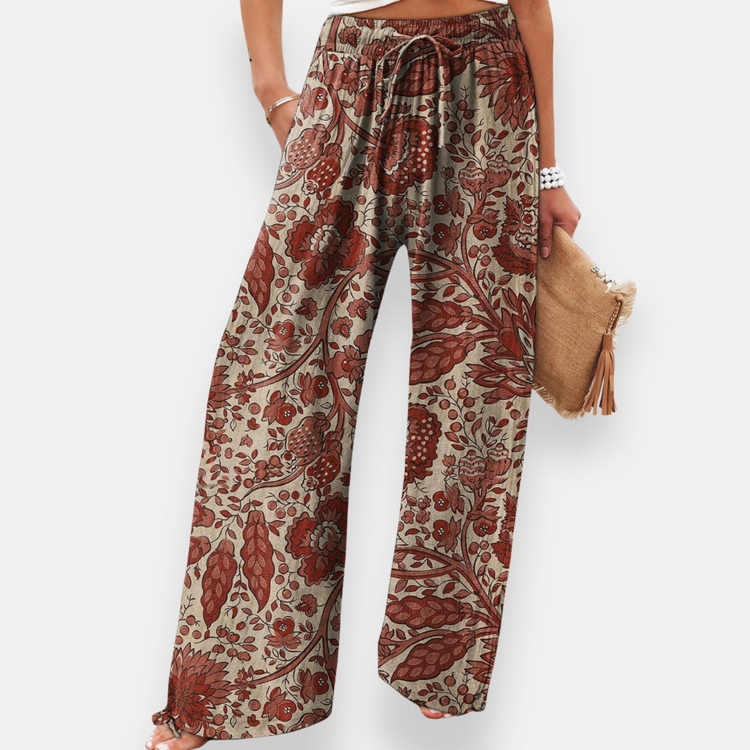 Mauve | Pantalon paisley élastiqué