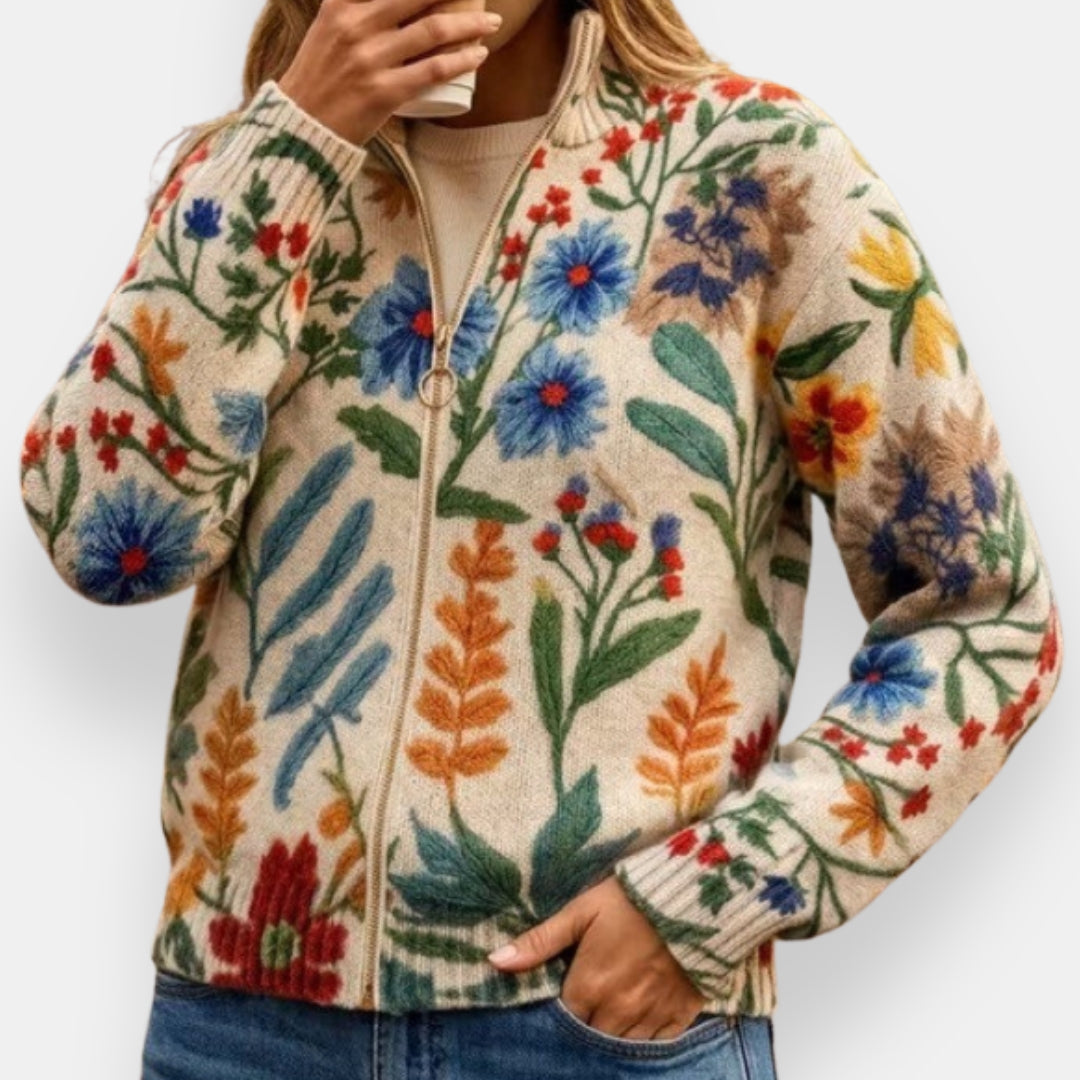 Pia | Veste Maille Fleurie